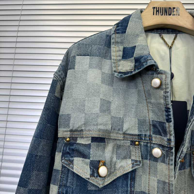 Jaqueta Jeans Louis Vuitton Com Xadrez Demier